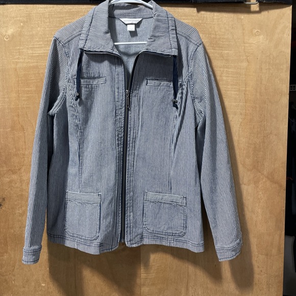 Christopher & Banks Jackets & Blazers - Christopher & Banks Railroad Striped Jacket With 4 Pockets & Long Sleeves Small